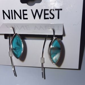 Nine West silver French wire turquoise earrings